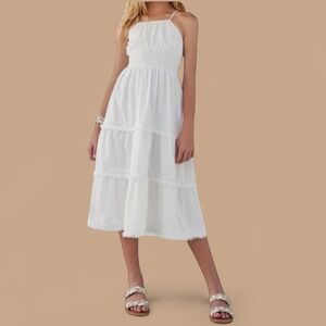 NWT Peixoto Girls Anais Dress White Tiered A-Line Cotton‎ Summer Sundress